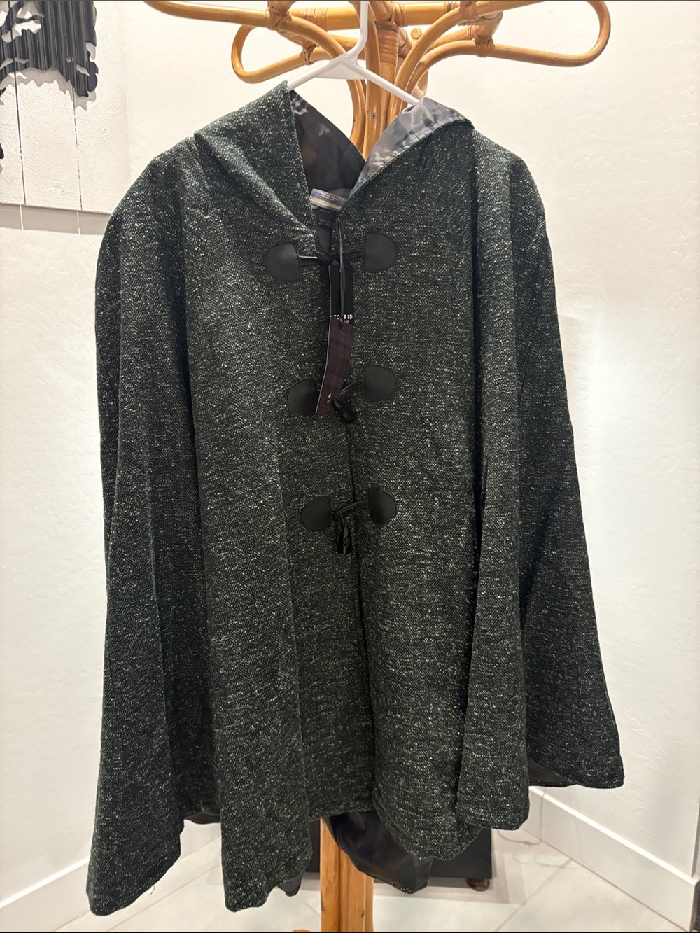 Wool-Blend Hooded Toggle Coat - Dark Charcoal